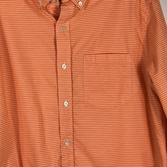 American Eagle Button Down Shirt Collared Pin strips Men size Large Orange white - Picture 3 of 9